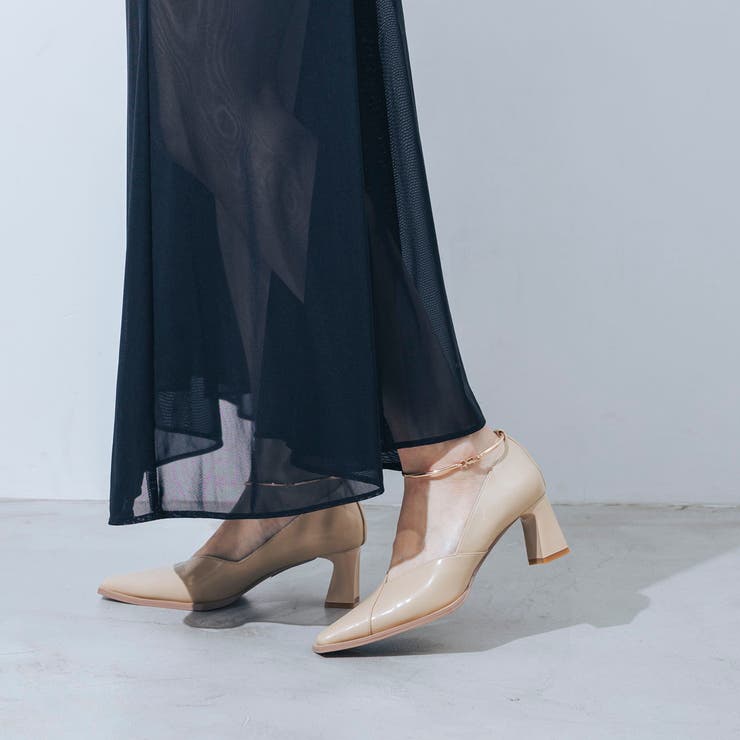 【美脚効果・クッション入り】Vカットスクエア6cmアンクレットパンプス | EVOL | 詳細画像7 