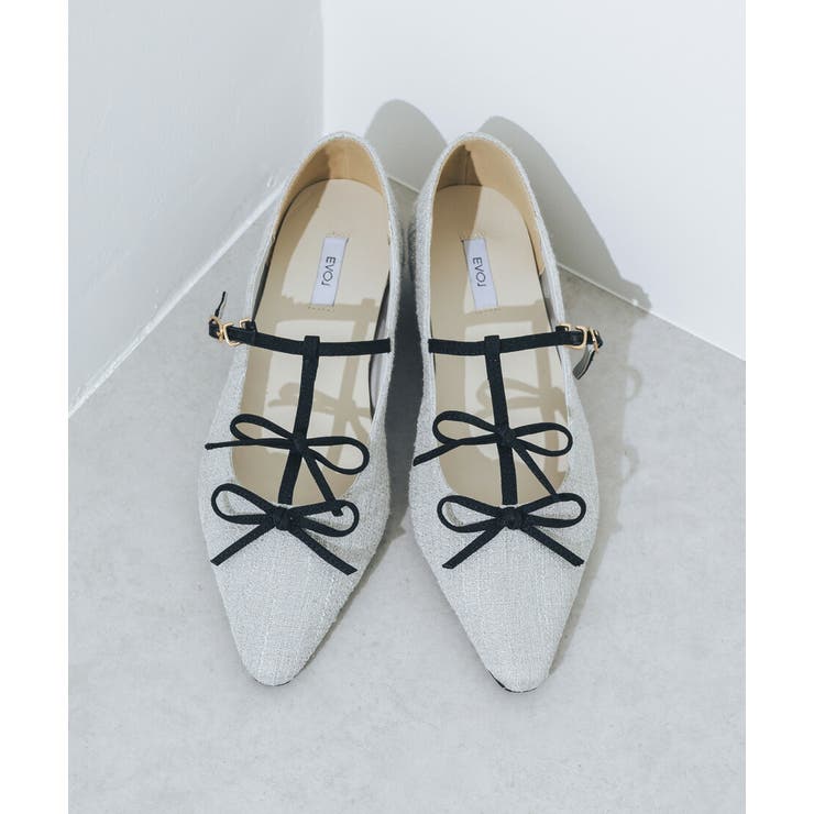 【ふかふか・クッション入り】ダブルリボンTストラップパンプス | EVOL | 詳細画像2 