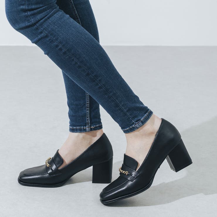 【美脚効果・クッション入り】スクエア6.5cmチェーンローファー | EVOL | 詳細画像3 