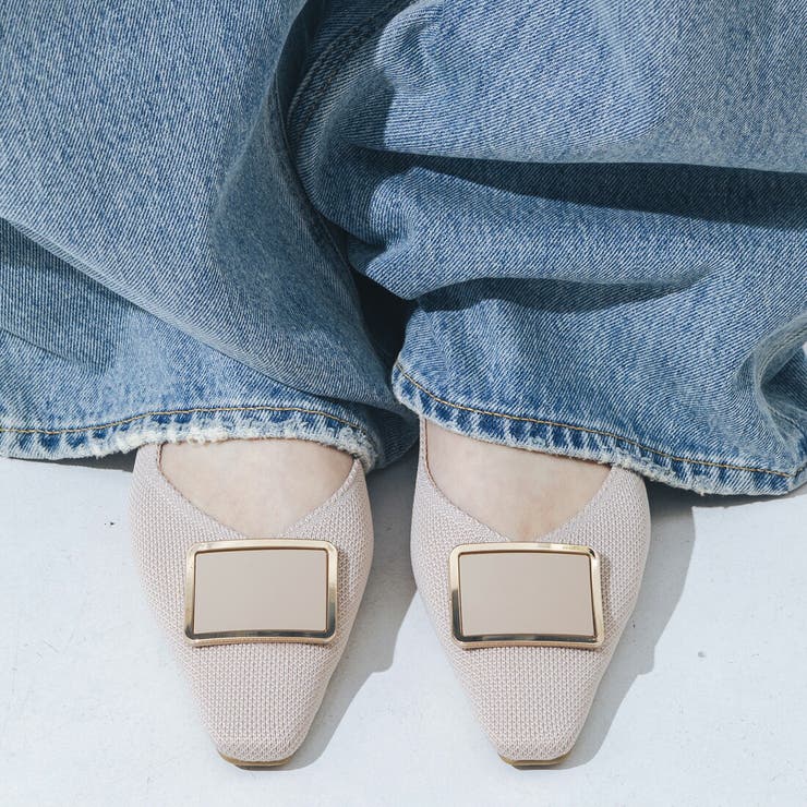 【柔らかい・クッション入り】スクエアバックルソフトニットVカットパンプス | EVOL | 詳細画像11 