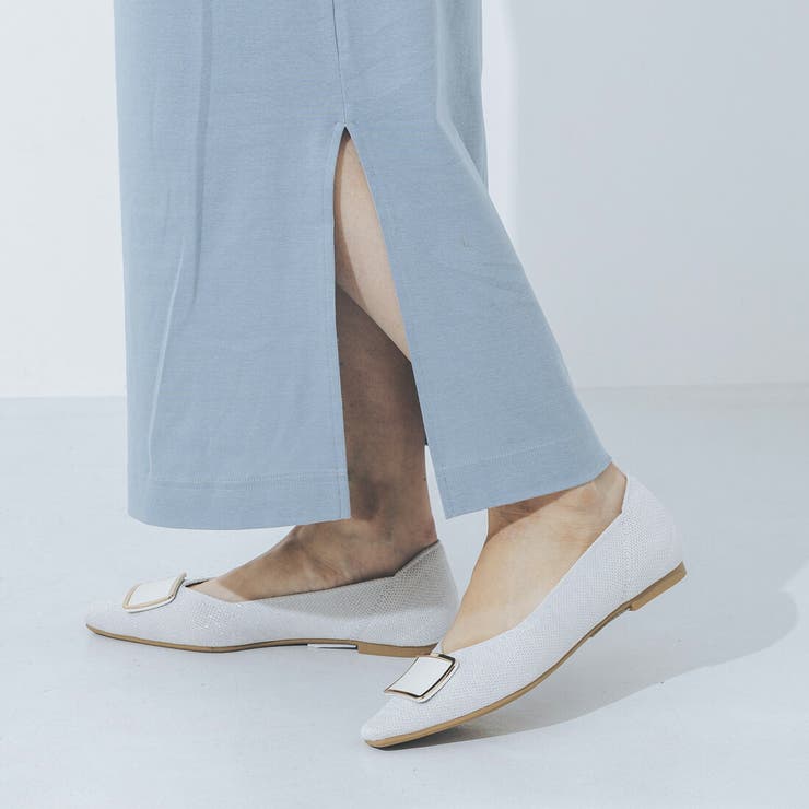 【柔らかい・クッション入り】スクエアバックルソフトニットVカットパンプス | EVOL | 詳細画像3 