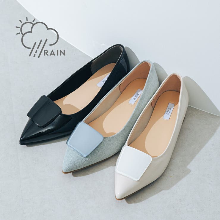 【晴雨兼用・ふかふか】晴雨兼用スクエアバックルパンプス | EVOL | 詳細画像1 