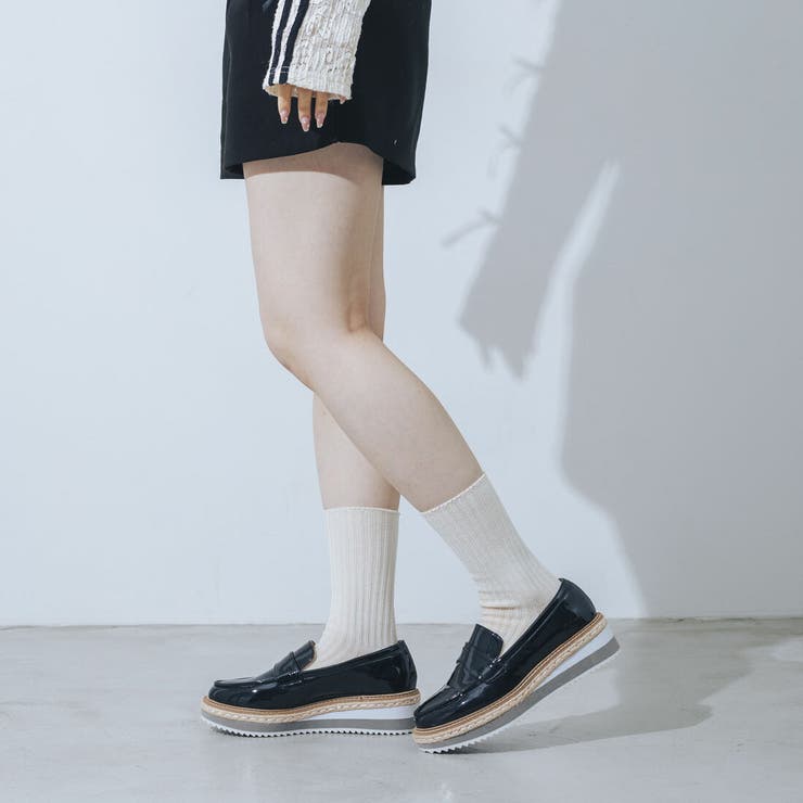 【美脚効果・22.0-25.0cm展開】厚底プラットフォームローファー | EVOL | 詳細画像3 