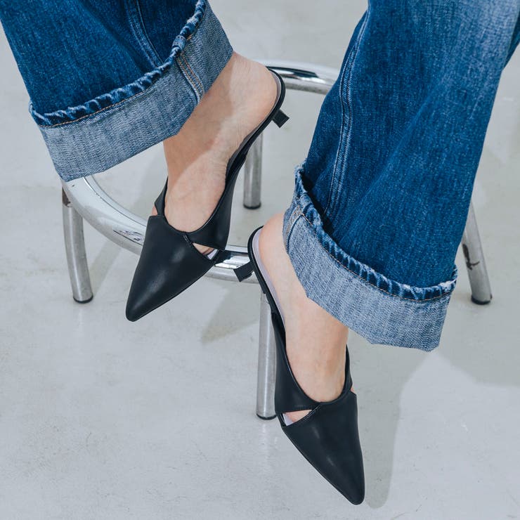 【S-LLサイズ展開・クッション入り】5cmヒールポインテッドミュール | EVOL | 詳細画像2 