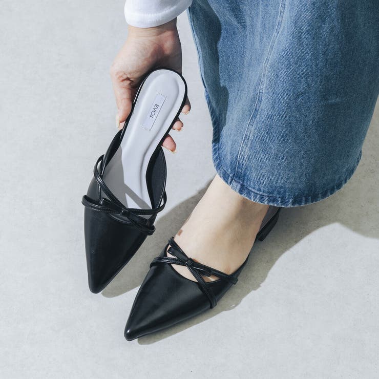 【柔らかい・クッション入り】ポインテッドリボンミュール | EVOL | 詳細画像2 