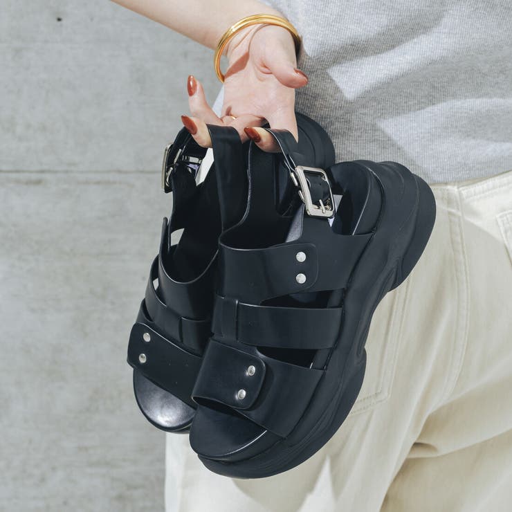 【XS-LLサイズ展開・軽量】厚底スタッズベルトサンダル | EVOL | 詳細画像6 