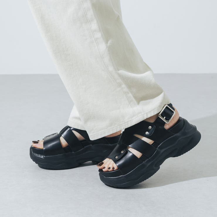 【XS-LLサイズ展開・軽量】厚底スタッズベルトサンダル | EVOL | 詳細画像7 