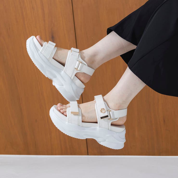 【XS-LLサイズ展開・軽量】ロゴモチーフ厚底ベルトサンダル | EVOL | 詳細画像10 