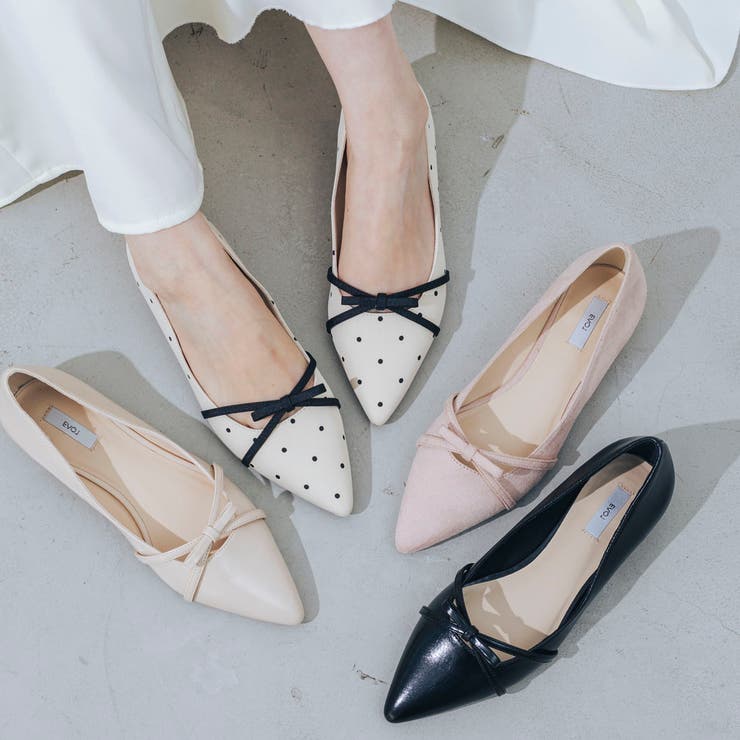 【ふかふか・クッション入り】ポインテッド2cmリボンパンプス | EVOL | 詳細画像1 