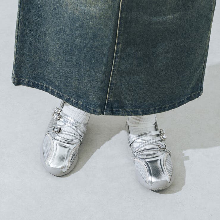 【S-LLサイズ展開・クッション入り】クロスメッシュメリージェーンスニーカー | EVOL | 詳細画像7 