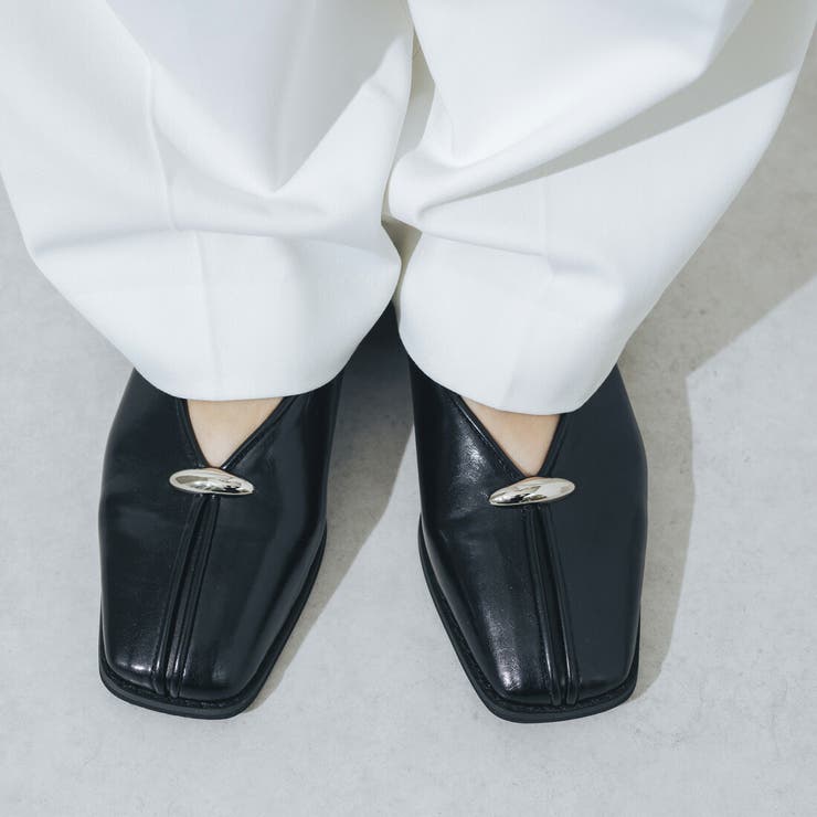 【柔らかい・22.0-25.0cm展開】スクエアメタルフラットパンプス | EVOL | 詳細画像7 