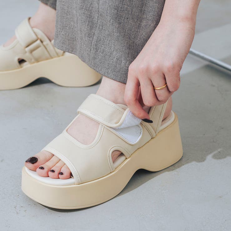 【XS-LLサイズ展開・軽量】スクエア厚底ベルトサンダル | EVOL | 詳細画像7 