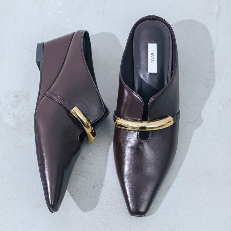 【S-LLサイズ展開・柔らかい】ゴールドモチーフウエッジミュール | EVOL | 詳細画像12 