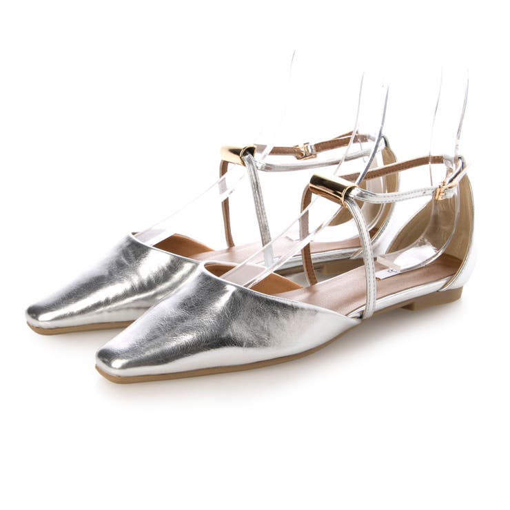 SV(シルバー) | スクエアゴールドパーツクロスパンプス | EVOL