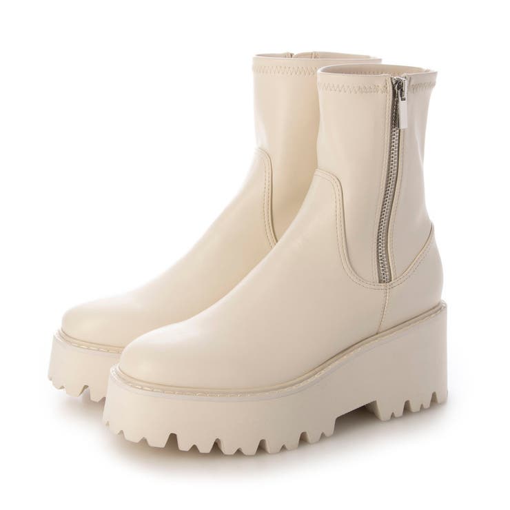 IV(アイボリー) | 厚底サイドジップストレッチブーツ | EVOL