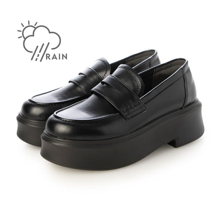 BL(ブラック) | 【晴雨兼用・軽量】プラットフォームコインローファー | EVOL