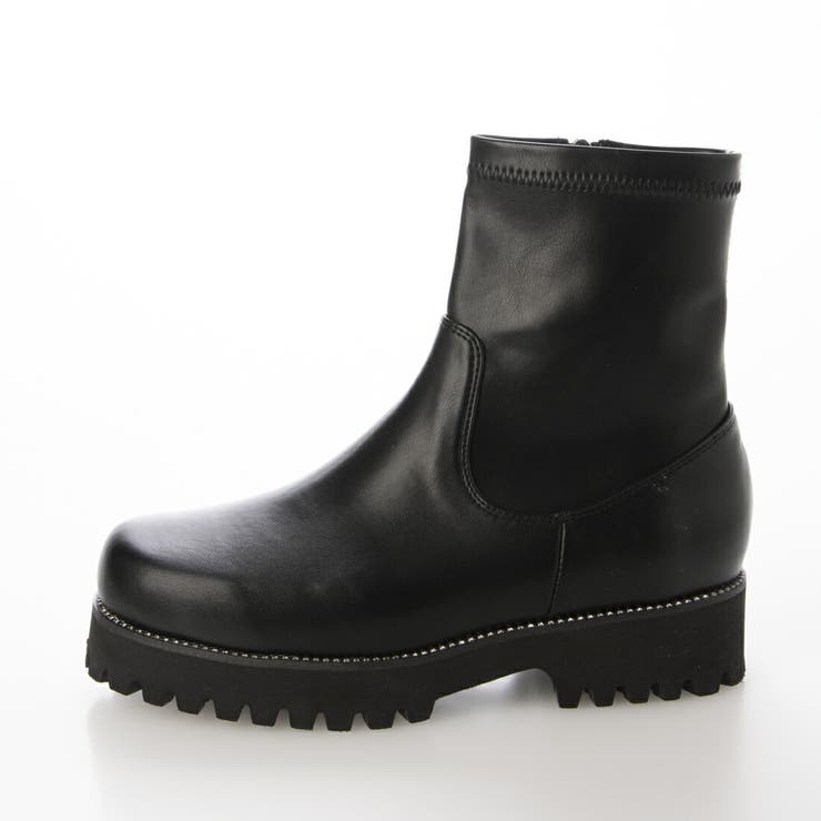 【晴雨兼用・軽量】ストレッチトラックソール4cmショートブーツ | EVOL | 詳細画像2 