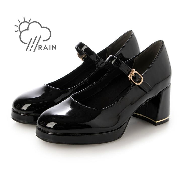 BLE(ブラックエナメル) | 【晴雨兼用・クッション入り】ストームメリージェーンパンプス | EVOL