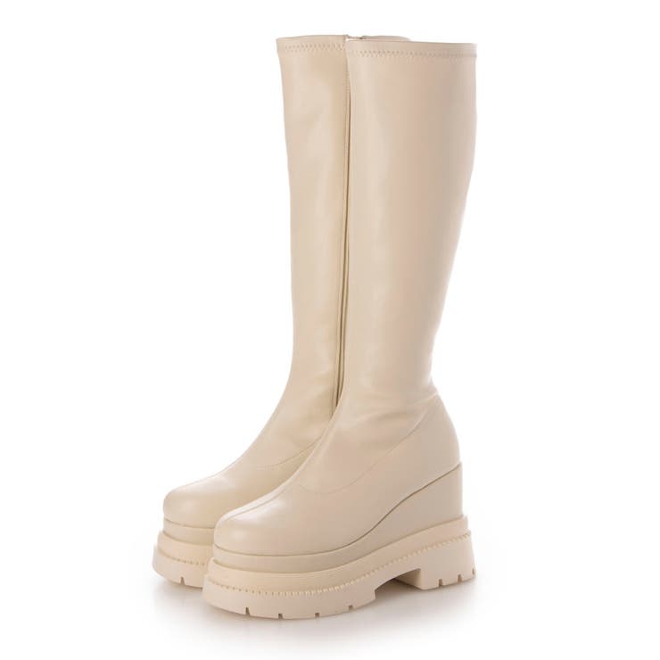 IV(アイボリー) | 【XSサイズ・厚底】11cmストレッチロングブーツ | EVOL