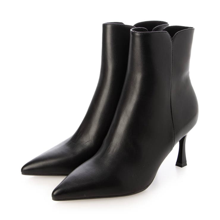 BL(ブラック) | 【S-LLサイズ展開・美脚効果あり】ポインテッド7.5cmヒールショートブーツ | EVOL