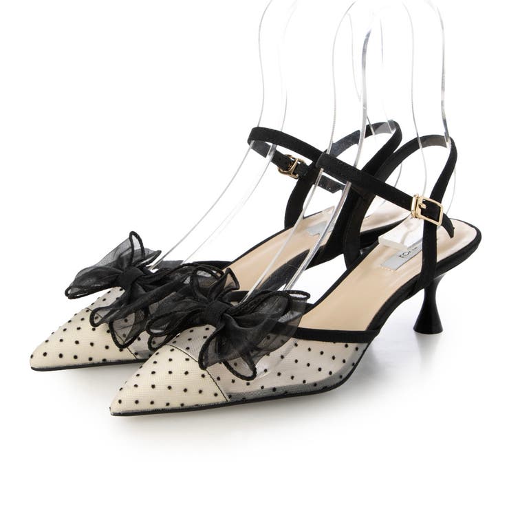 BLC(ブラックコンビ) | 【柔らかい・クッション入り】ポインテッドシアーリボンストラップパンプス | EVOL