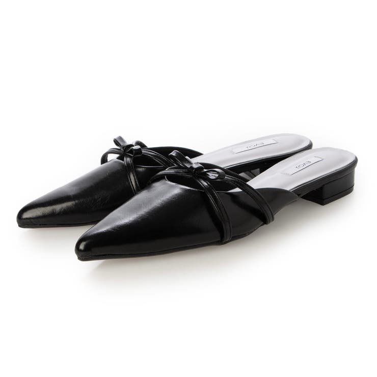 BL(ブラック) | 【柔らかい・クッション入り】ポインテッドリボンミュール | EVOL