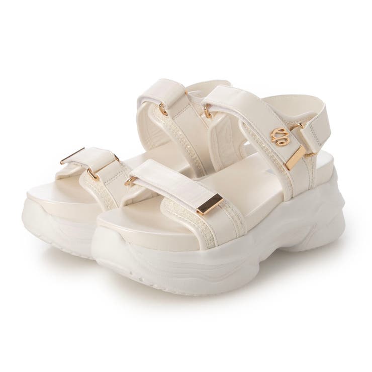 IV(アイボリー) | 【XS-LLサイズ展開・軽量】ロゴモチーフ厚底ベルトサンダル | EVOL