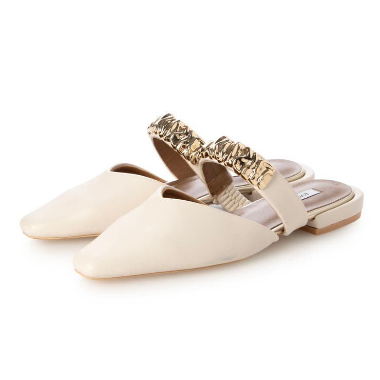 IV(アイボリー) | 【柔らかい・クッション入り】メタルモチーフVカットソフトミュール | EVOL