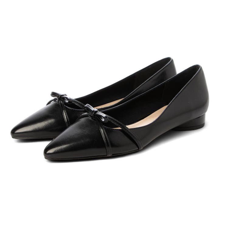 BL(ブラック) | 【ふかふか・クッション入り】ポインテッド2cmリボンパンプス | EVOL