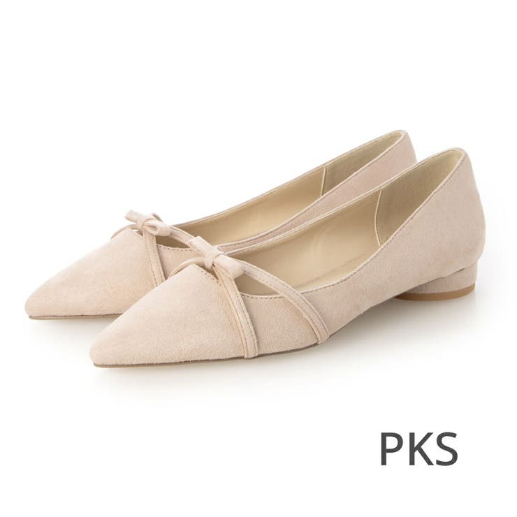 PKS(ピンクスエード) | 【ふかふか・クッション入り】ポインテッド2cmリボンパンプス | EVOL
