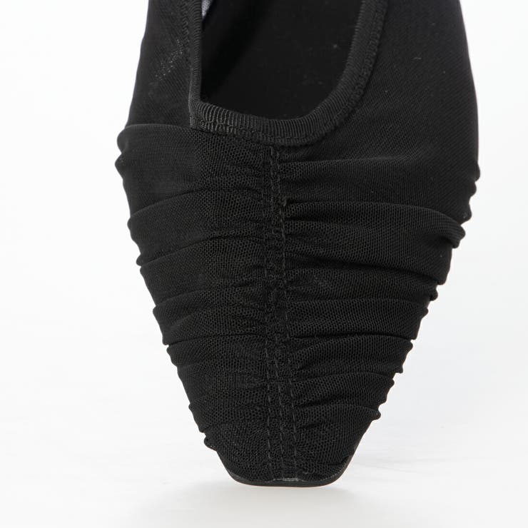 【柔らかい・クッション入り】2WAYソフトギャザーチュールフラットパンプス | EVOL | 詳細画像12 