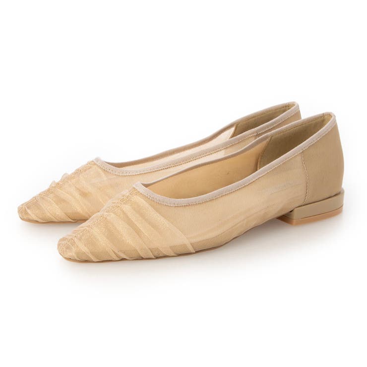 GD(ゴールド) | 【柔らかい・クッション入り】2WAYソフトギャザーチュールフラットパンプス | EVOL