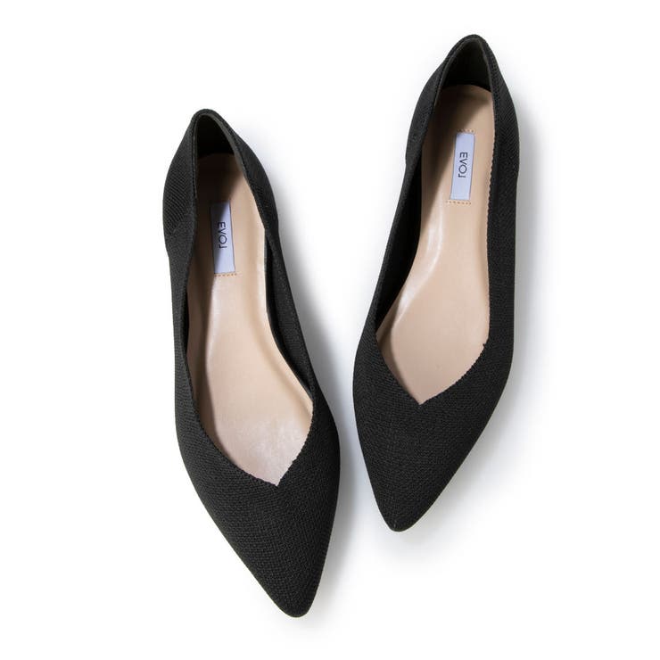 Vカットニットローヒールポインテッドパンプス | EVOL | 詳細画像2 