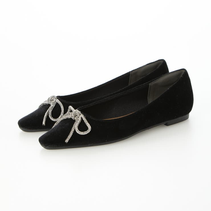 BLS(ブラックスエード) | リボンフラットスクエアベロアパンプス | EVOL