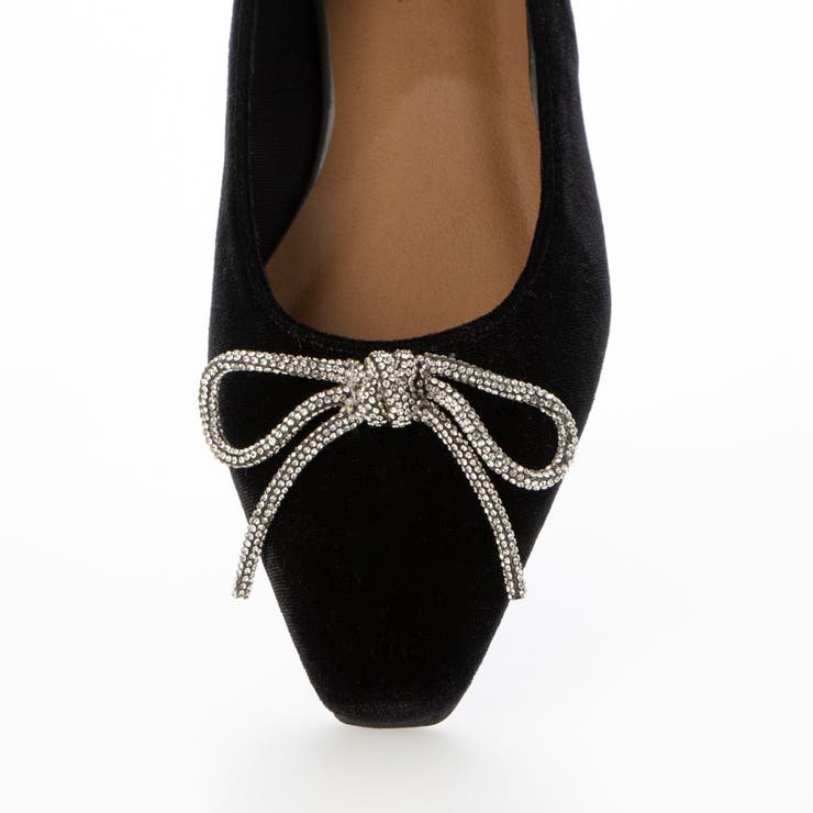 リボンフラットスクエアベロアパンプス | EVOL | 詳細画像4