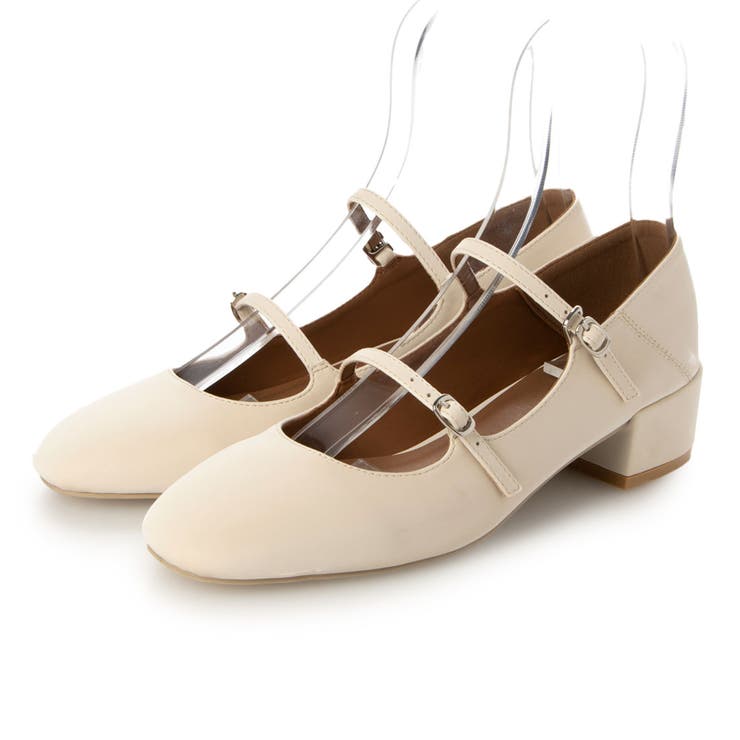 IV(アイボリー) | ダブルストラップラウンドパンプス | EVOL