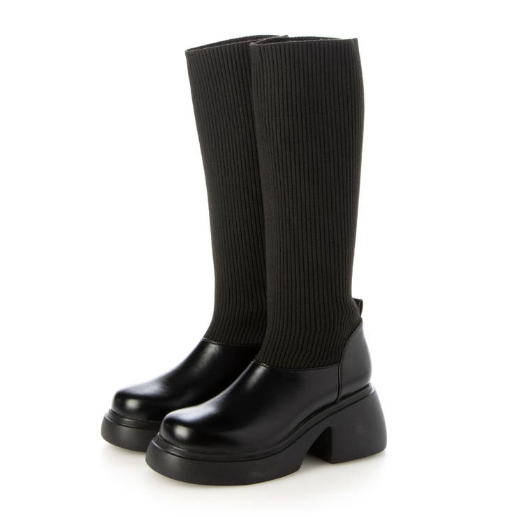 BL(ブラック) | 3wayニットロングブーツ | EVOL