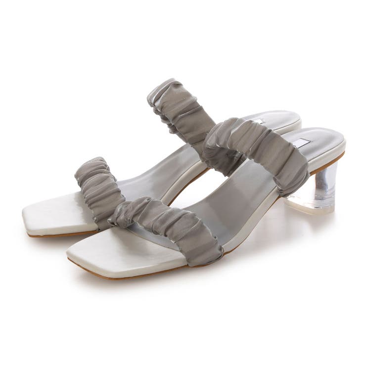 LGY(ライトグレー) | 【クッション入り・柔らかい】ダブルシャーリングクリアヒールサンダル | EVOL