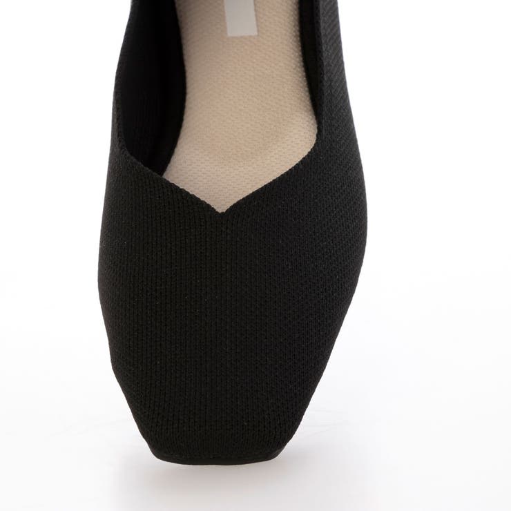 【洗える・超軽量片足116g】ニットスクエアフラットパンプス | EVOL | 詳細画像4 