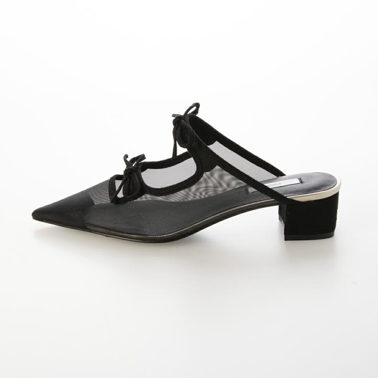 【クッション入り・柔らかい】ダブルリボンチュールミュール | EVOL | 詳細画像1 