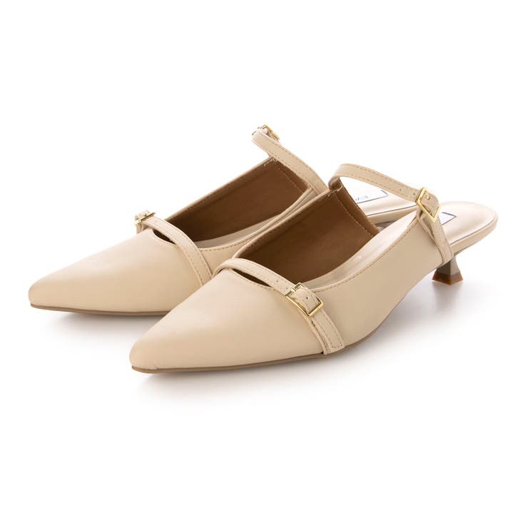 IV(アイボリー) | 【柔らかい・クッション入り】ダブルベルトポインテッドミュール | EVOL