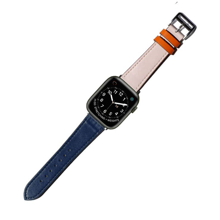 Apple Watch ベルト 38 40 41mm 黒白 千鳥柄 - レザーベルト