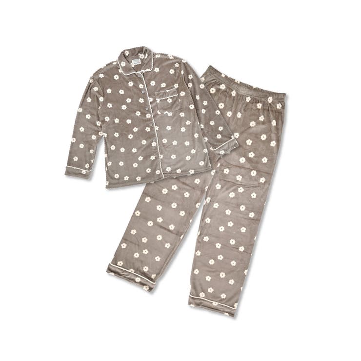 グレージュ | パジャマ ベロア 小花柄 | exrevo