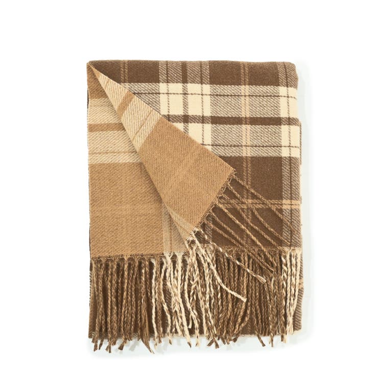 モカベージュ | ストール 大判 チェック | exrevo