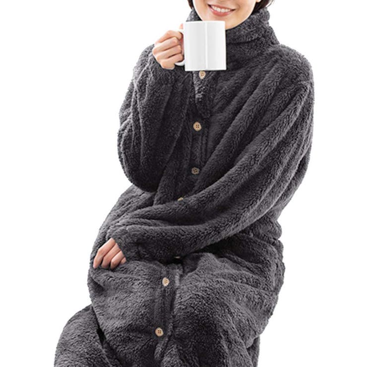 チャコールグレー | ルームウェア もこもこ ガウン | exrevo