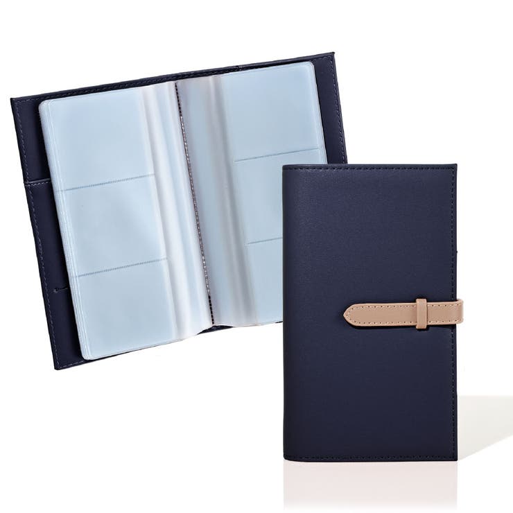 ネイビー×ベージュ | カードケース レディース 120枚収納 | exrevo