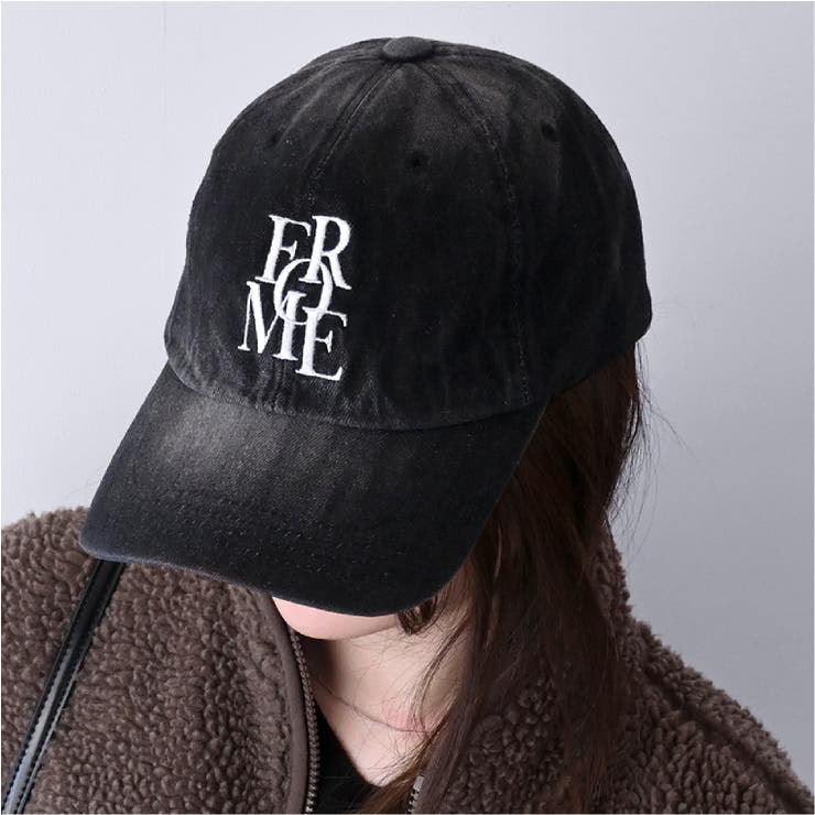 【デニム】ブラック | 韓国 キャップ 刺繍 | exrevo