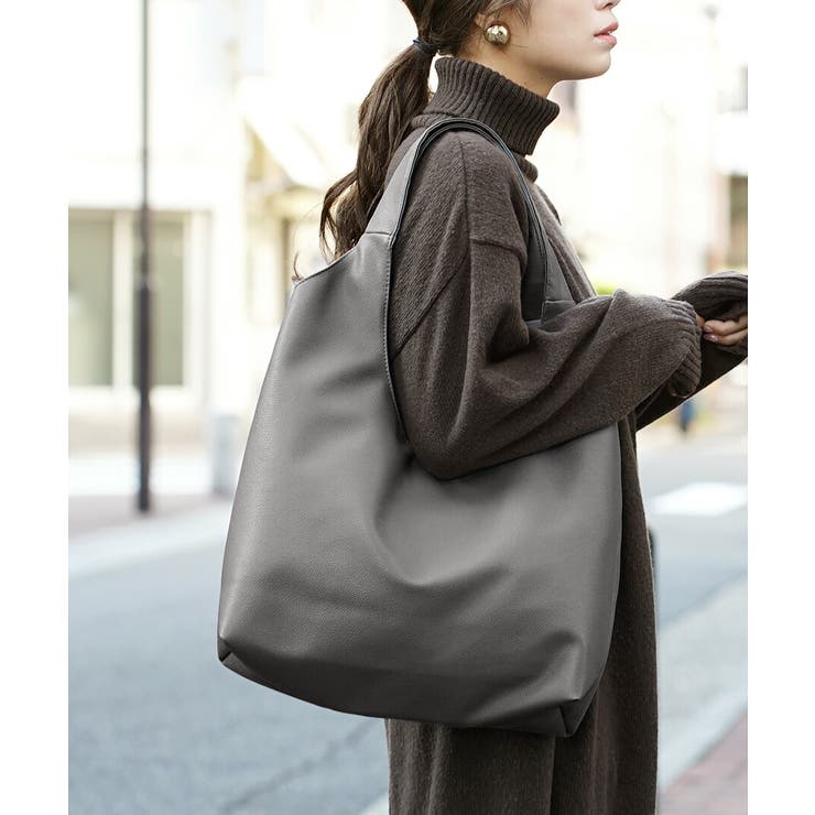 ダークグレー | ソフトラウンド トートバッグ［ラージ］ | e-zakkamania stores