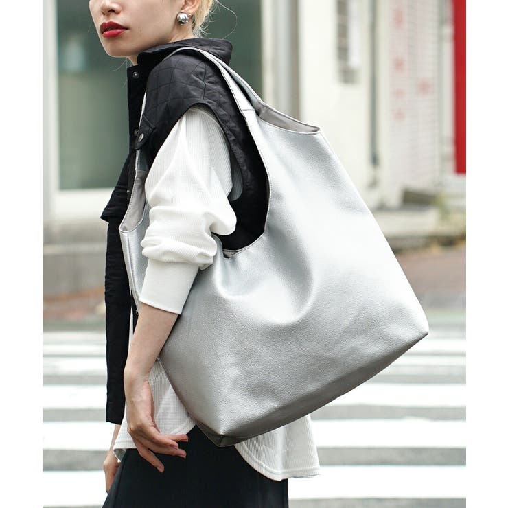 シルバー | ソフトラウンド トートバッグ［ラージ］ | e-zakkamania stores