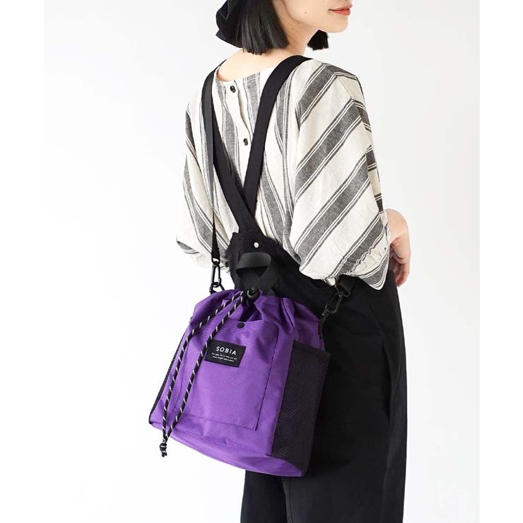 パープル | メッシュ巾着 2way ショルダーバッグ | e-zakkamania stores
